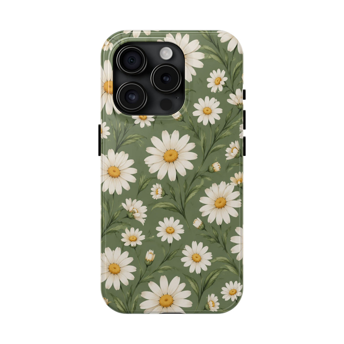 Daisy Pattern Tough Phone Case — Protective Floral iPhone Case