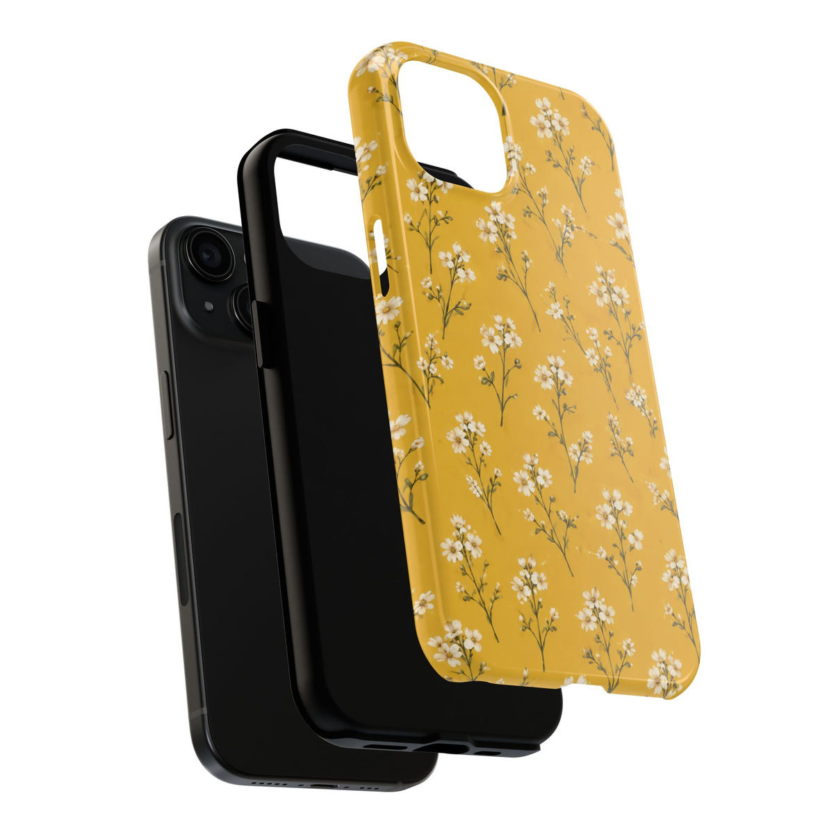 Mustard Floral Tough Phone Case — Daisy Sprig Protective Phone Case