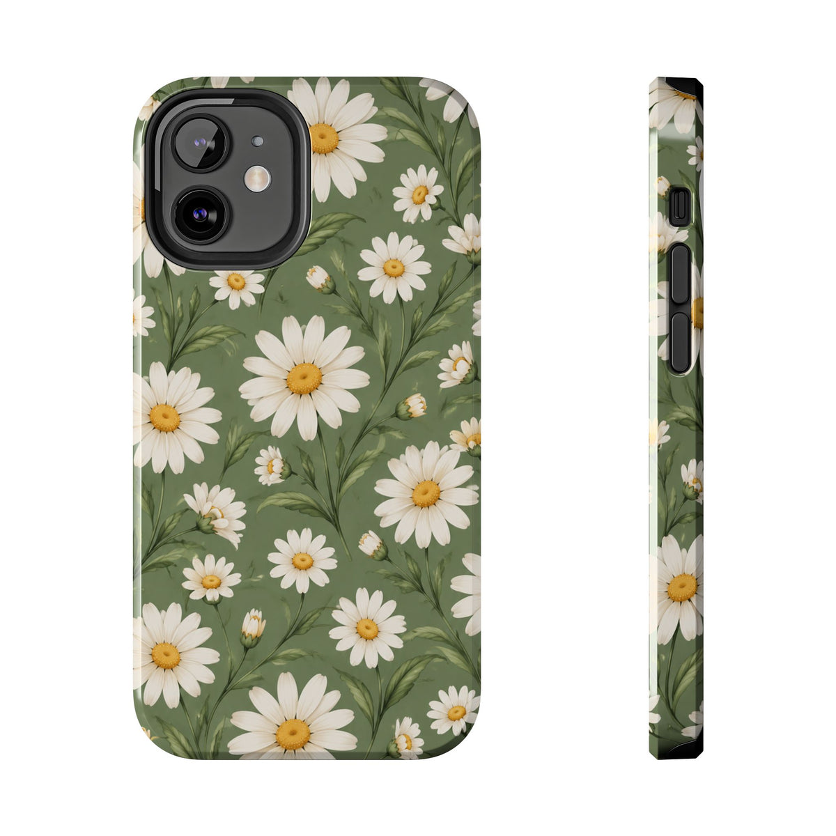 Daisy Pattern Tough Phone Case — Protective Floral iPhone Case