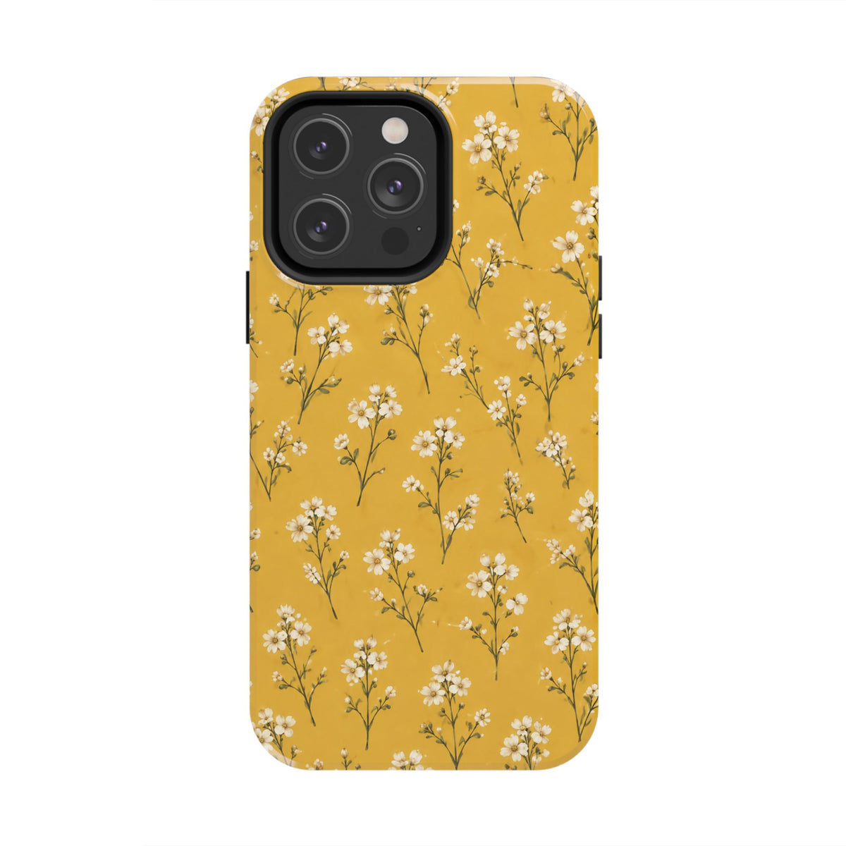 Mustard Floral Tough Phone Case — Daisy Sprig Protective Phone Case