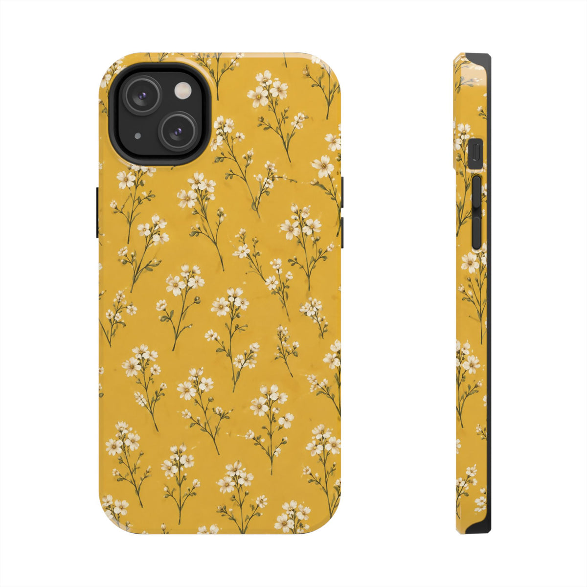 Mustard Floral Tough Phone Case — Daisy Sprig Protective Phone Case