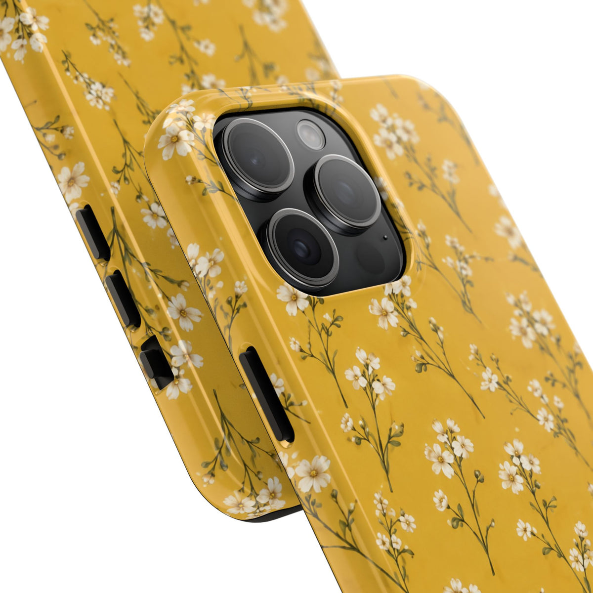 Mustard Floral Tough Phone Case — Daisy Sprig Protective Phone Case