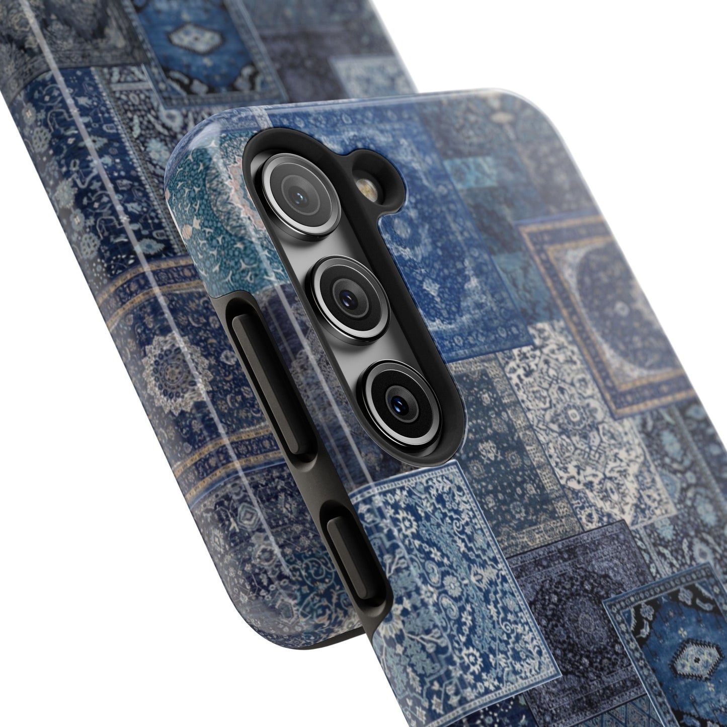 Vintage Rug Pattern Phone Cases, Tough Cases for iPhone, Stylish Smartphone Cover, Unique Gifts for Him/Her, Blue Design