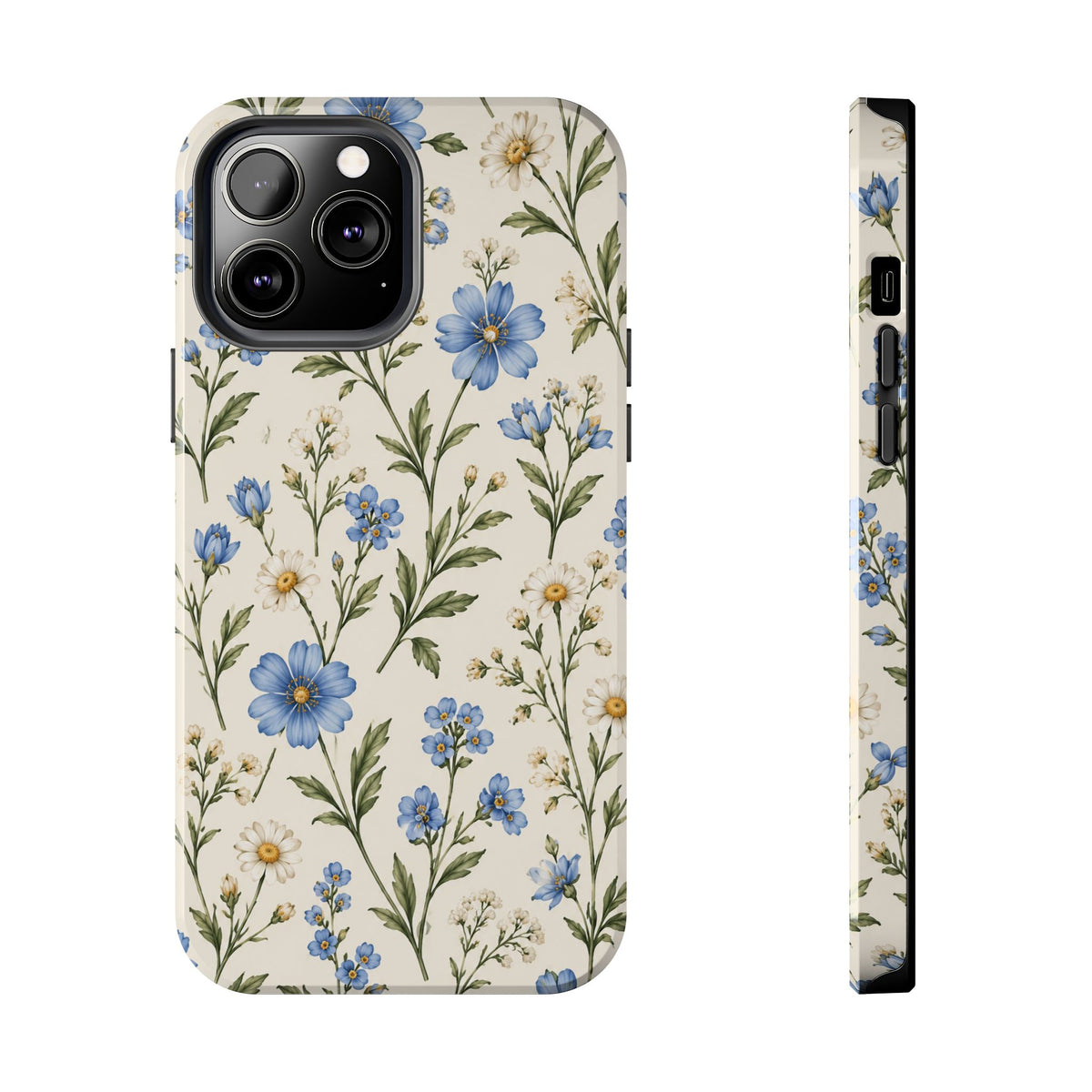 Blue Wildflower Tough Phone Case — Floral Protective Phone Cover