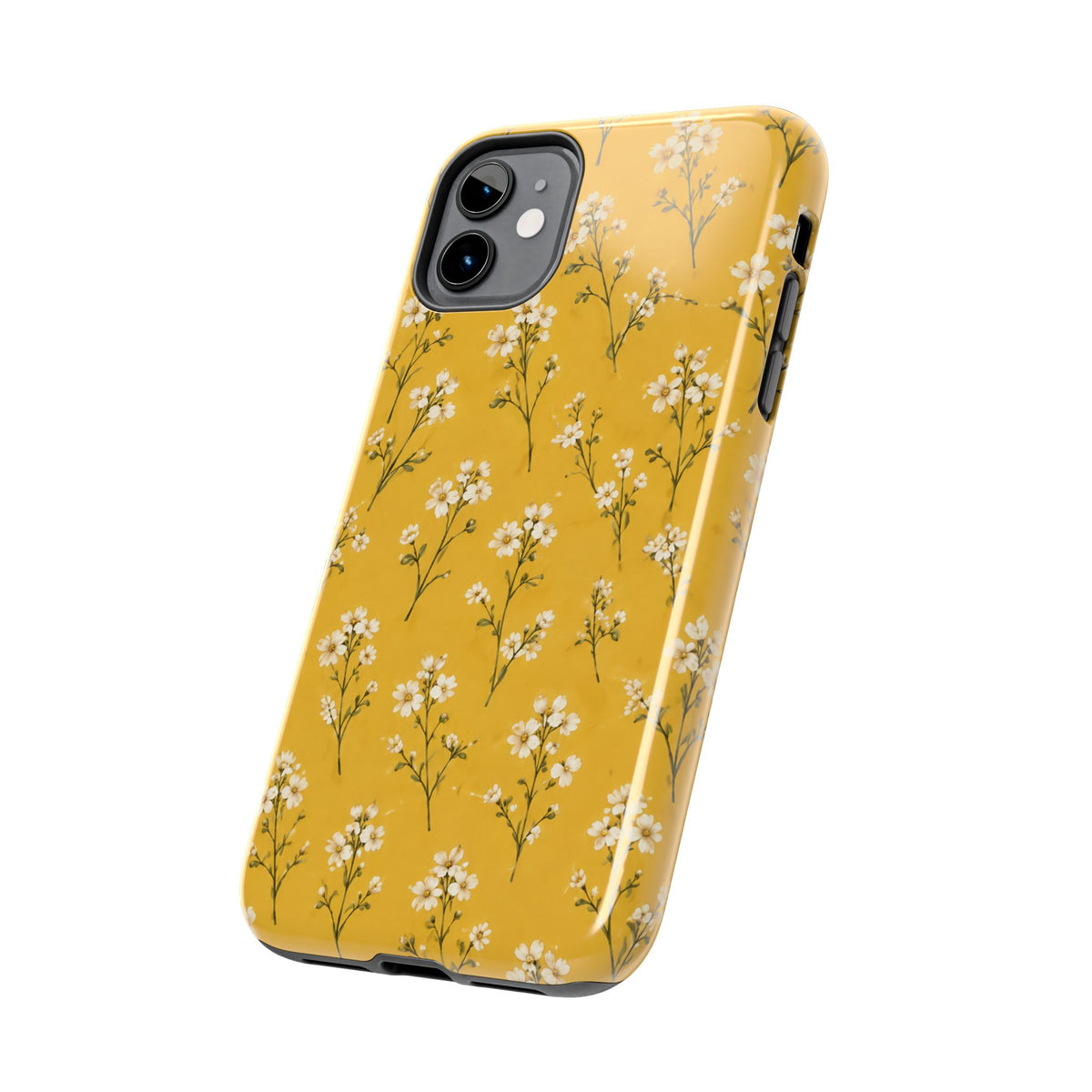 Mustard Floral Tough Phone Case — Daisy Sprig Protective Phone Case