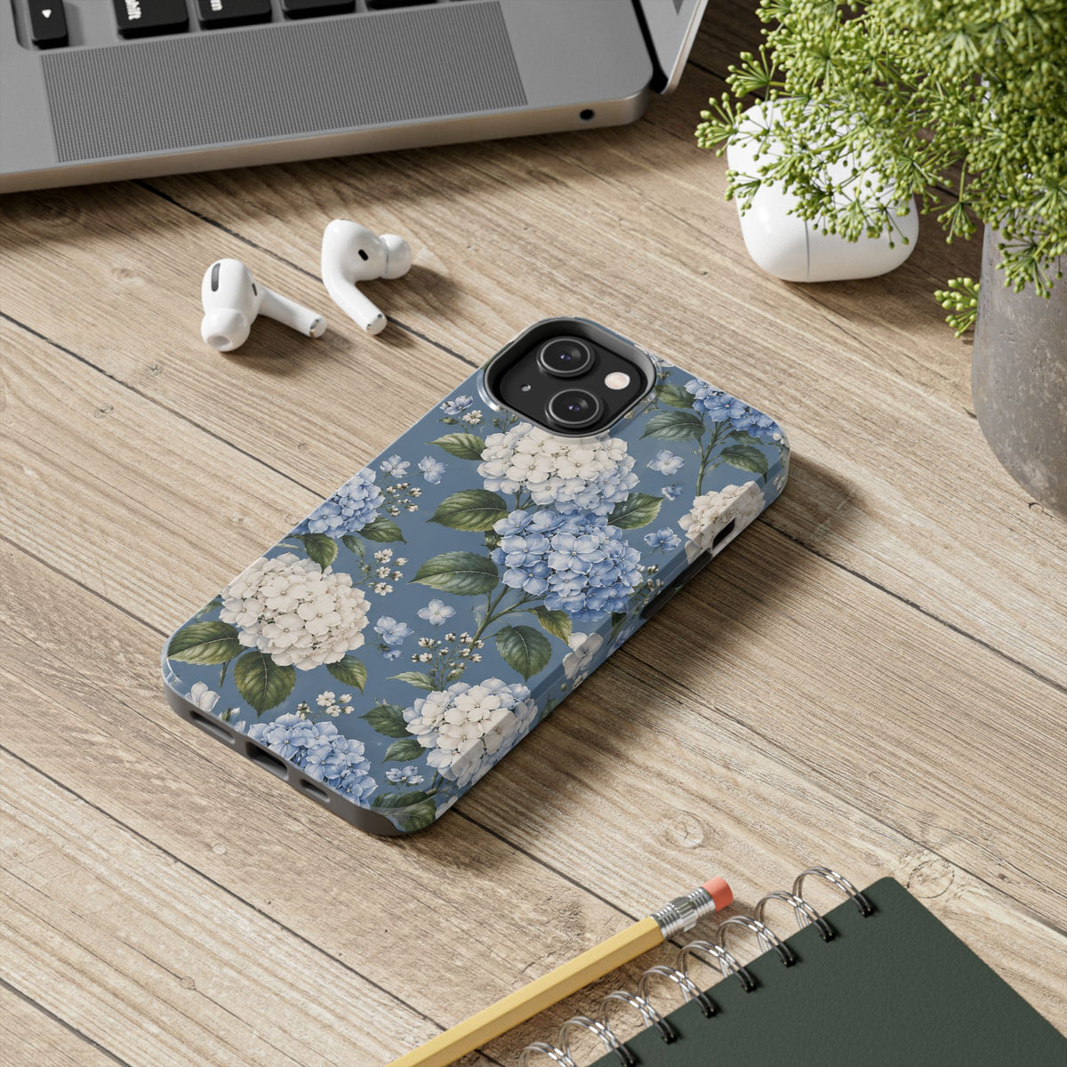 Hydrangea Blue Tough Phone Case — Floral Protective Phone Cover