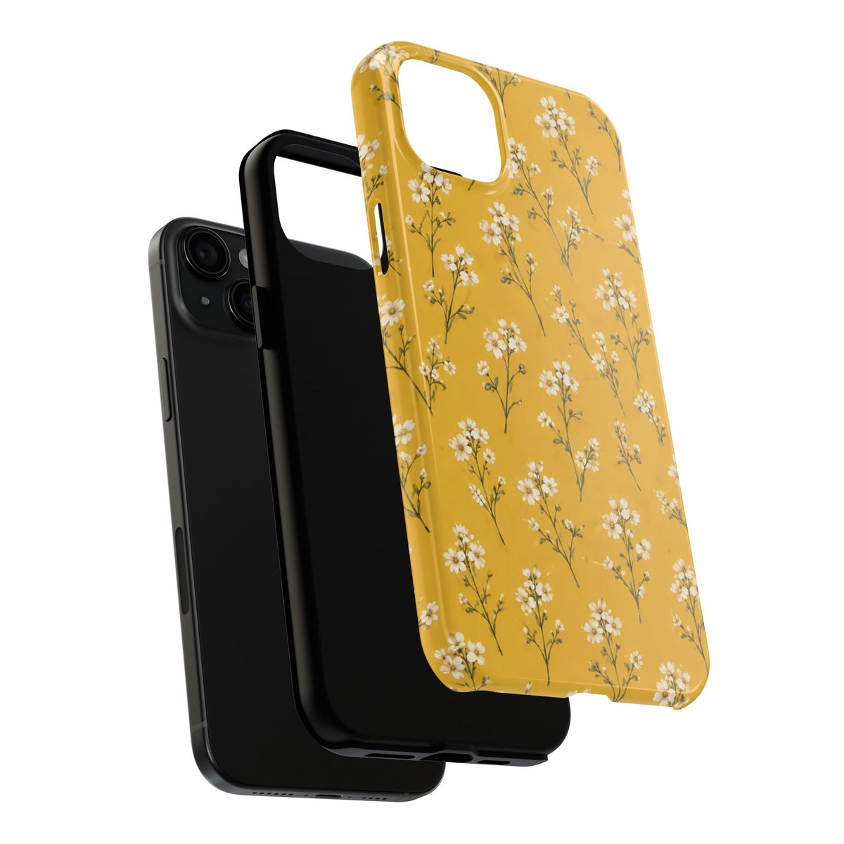 Mustard Floral Tough Phone Case — Daisy Sprig Protective Phone Case