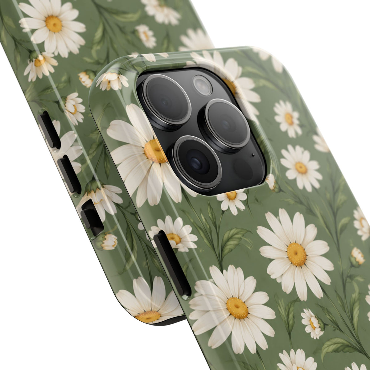 Daisy Pattern Tough Phone Case — Protective Floral iPhone Case