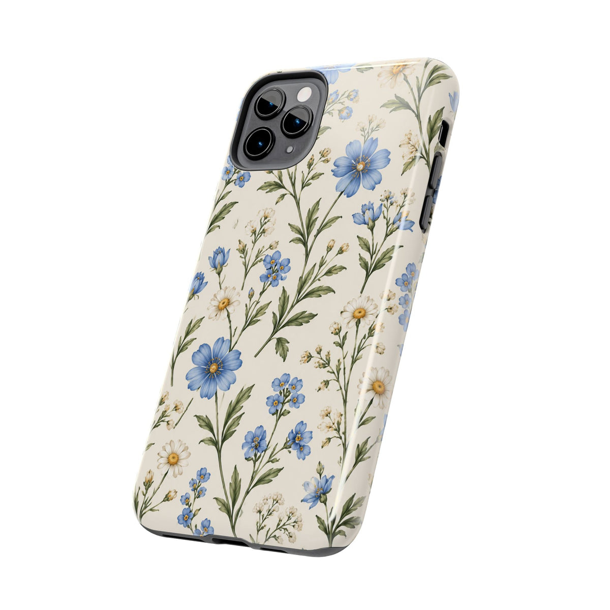 Blue Wildflower Tough Phone Case — Floral Protective Phone Cover