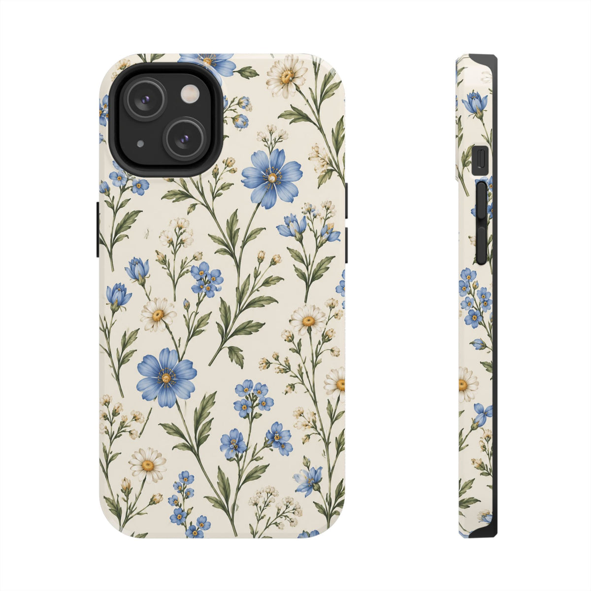 Blue Wildflower Tough Phone Case — Floral Protective Phone Cover