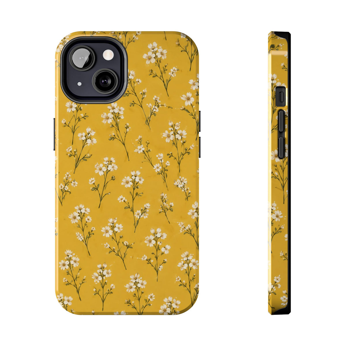 Mustard Floral Tough Phone Case — Daisy Sprig Protective Phone Case