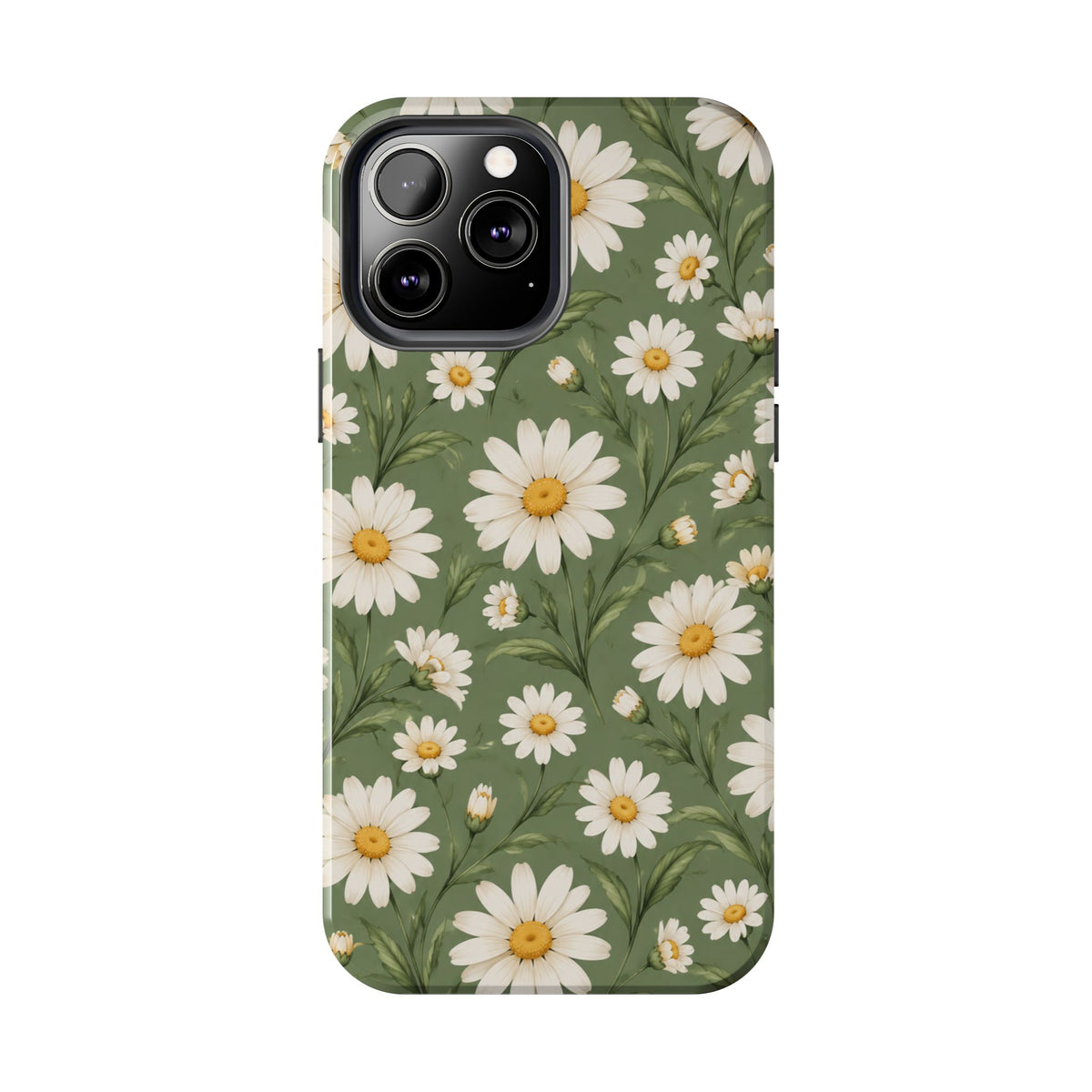 Daisy Pattern Tough Phone Case — Protective Floral iPhone Case