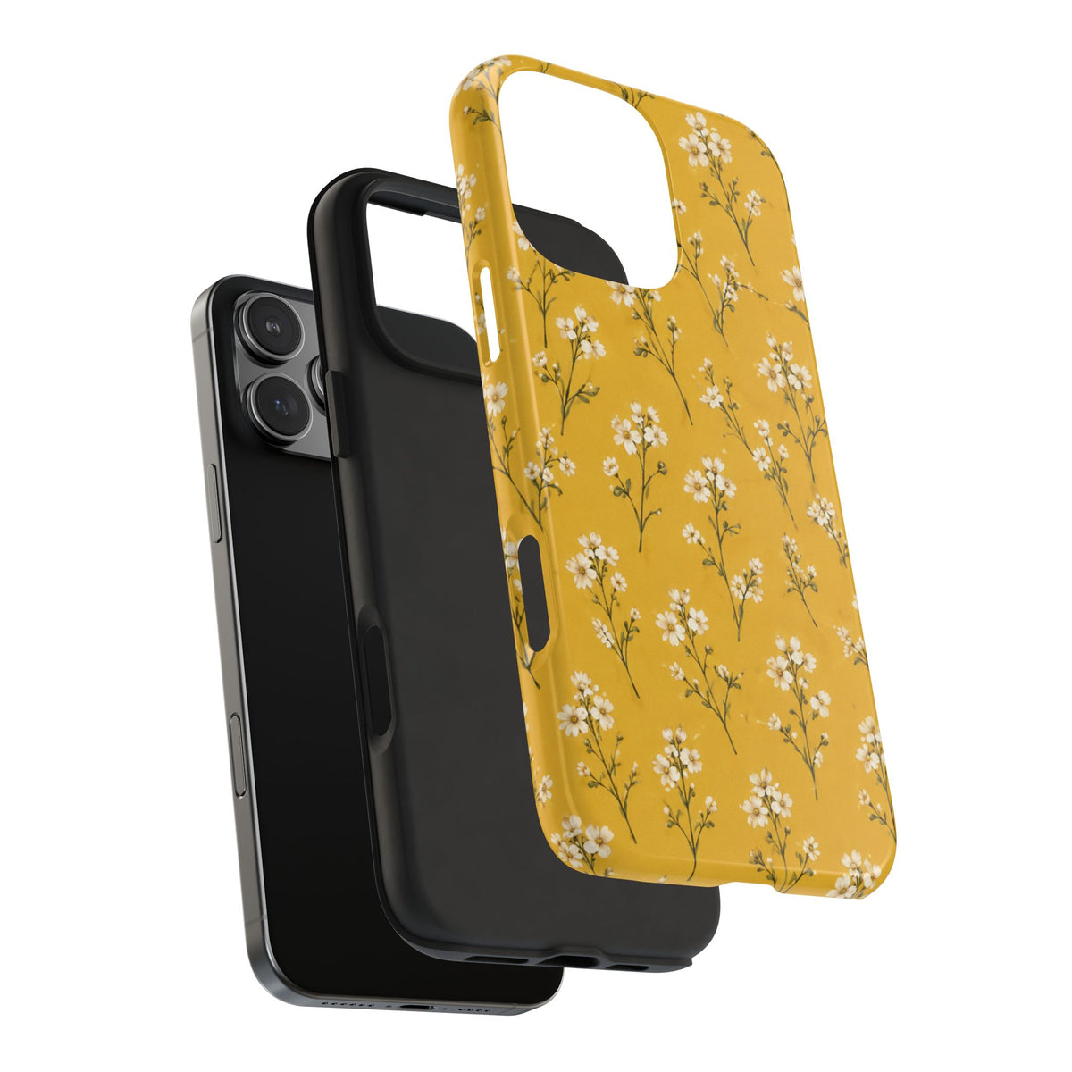 Mustard Floral Tough Phone Case — Daisy Sprig Protective Phone Case