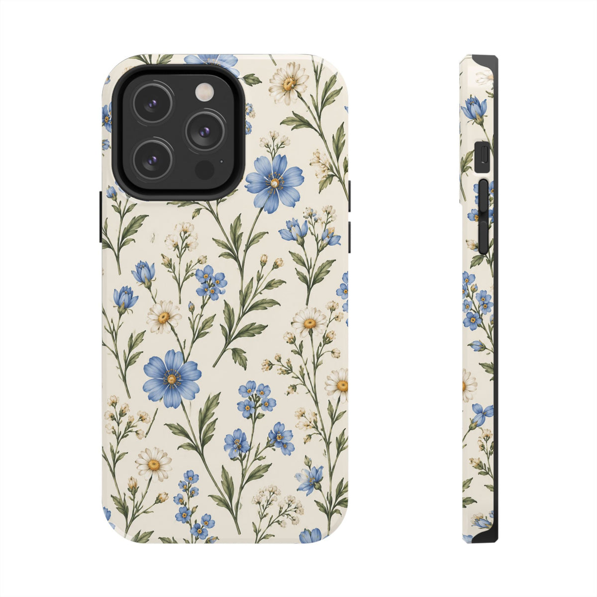 Blue Wildflower Tough Phone Case — Floral Protective Phone Cover
