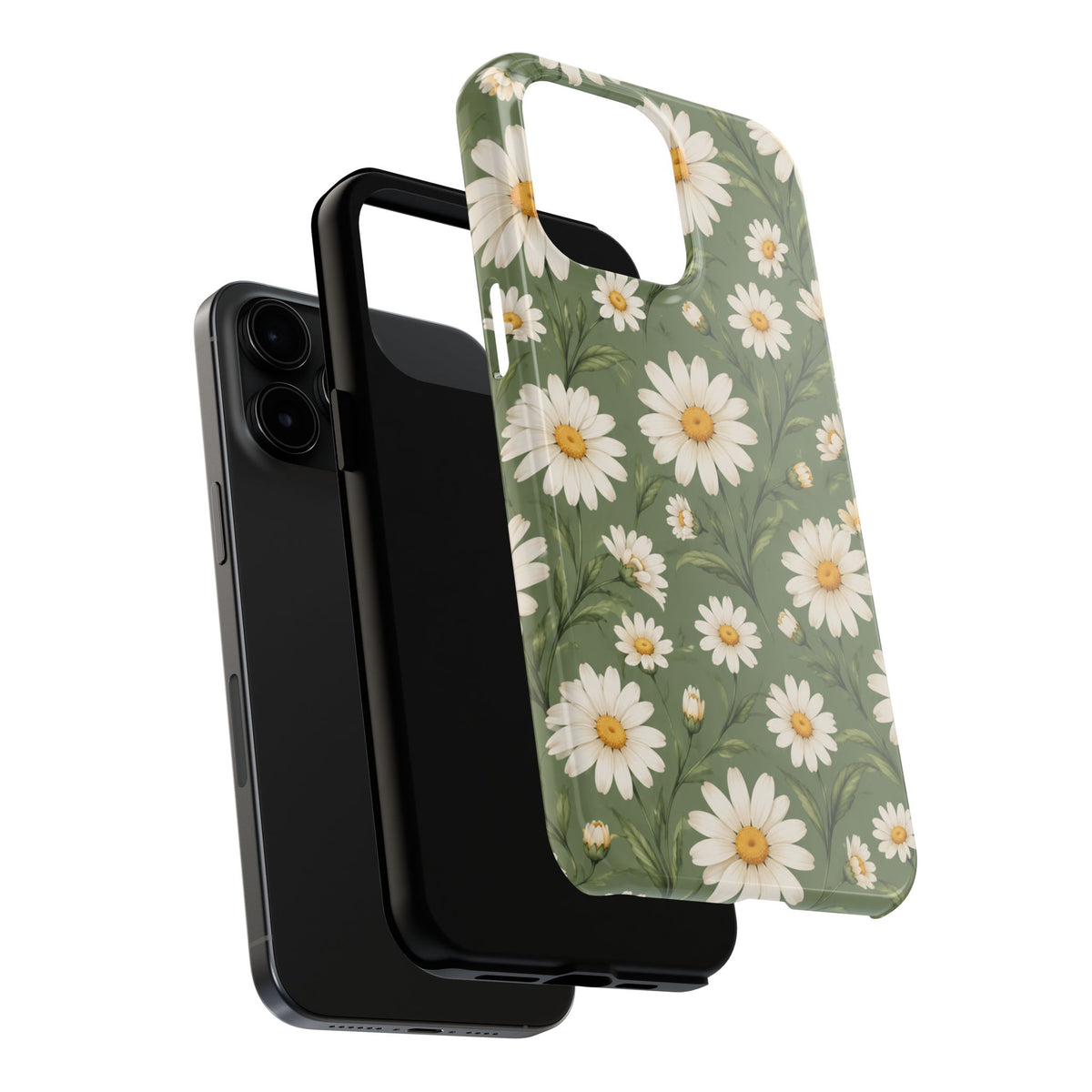 Daisy Pattern Tough Phone Case — Protective Floral iPhone Case