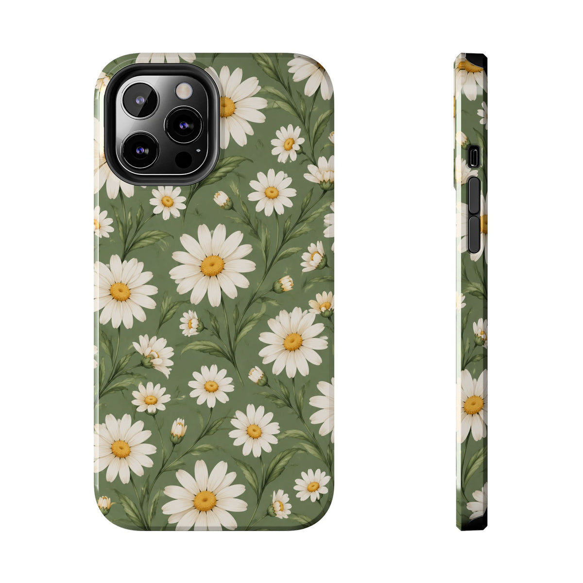 Daisy Pattern Tough Phone Case — Protective Floral iPhone Case