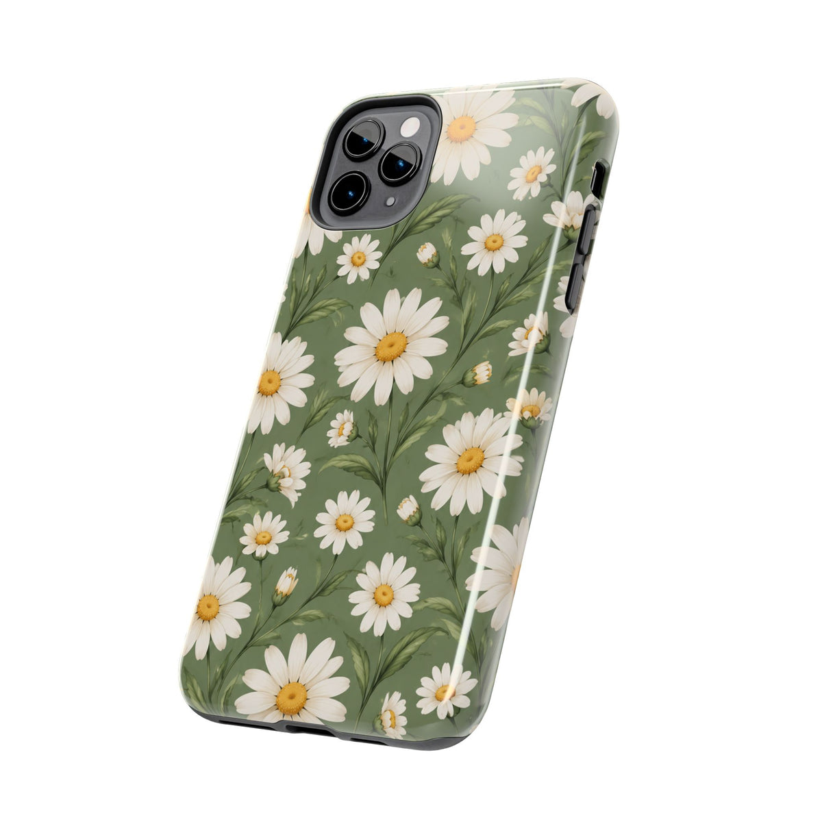 Daisy Pattern Tough Phone Case — Protective Floral iPhone Case