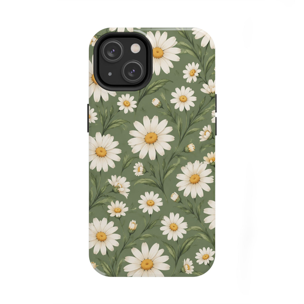 Daisy Pattern Tough Phone Case — Protective Floral iPhone Case