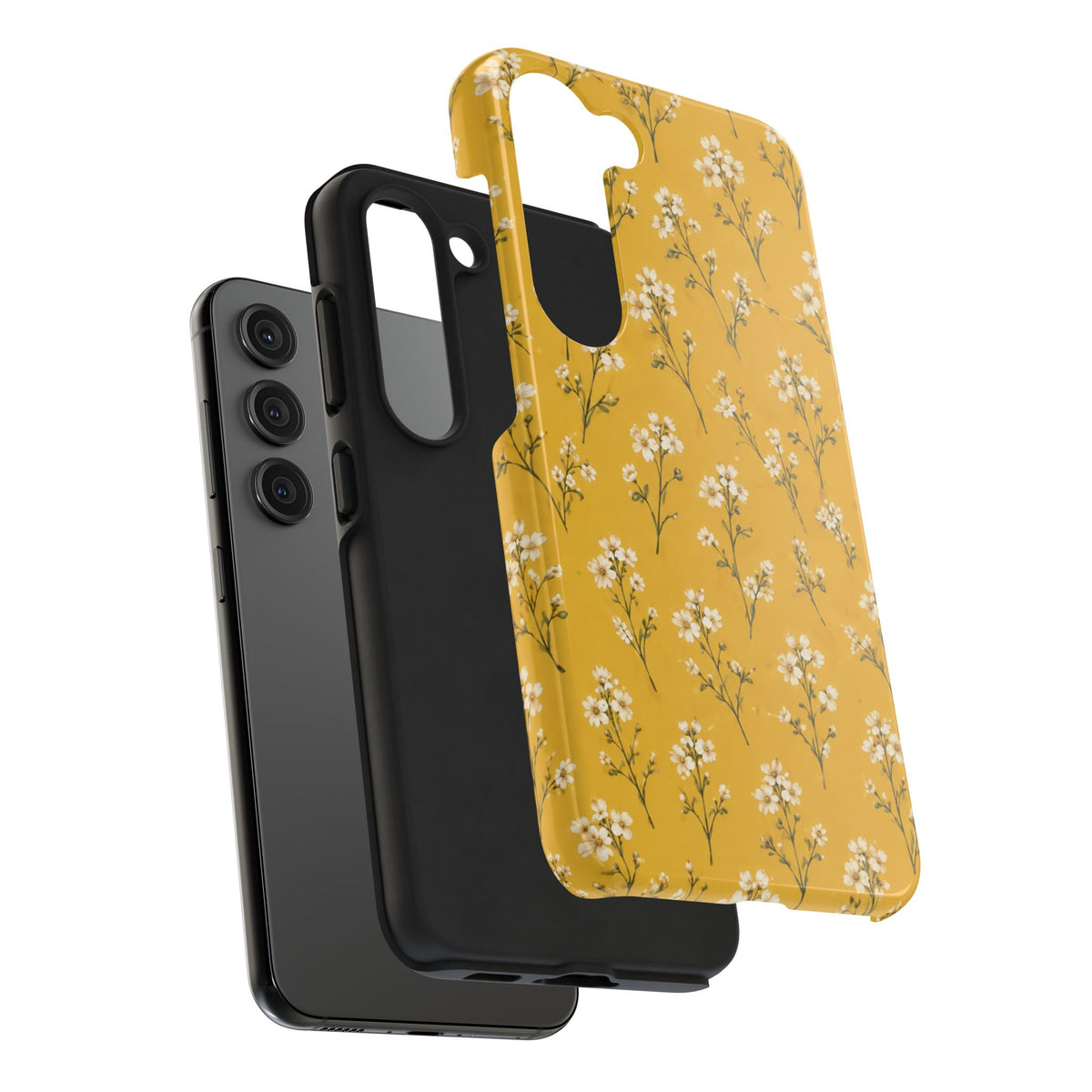 Mustard Floral Tough Phone Case — Daisy Sprig Protective Phone Case