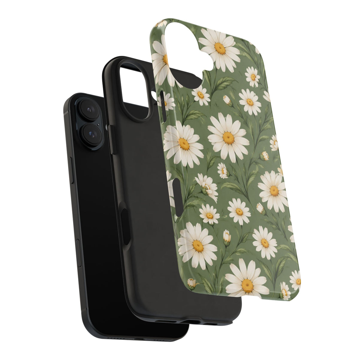 Daisy Pattern Tough Phone Case — Protective Floral iPhone Case