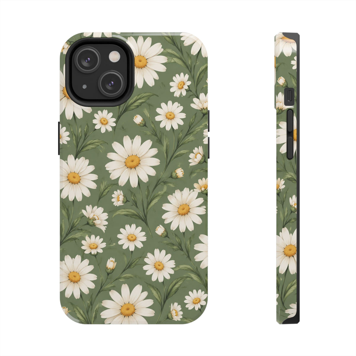 Daisy Pattern Tough Phone Case — Protective Floral iPhone Case