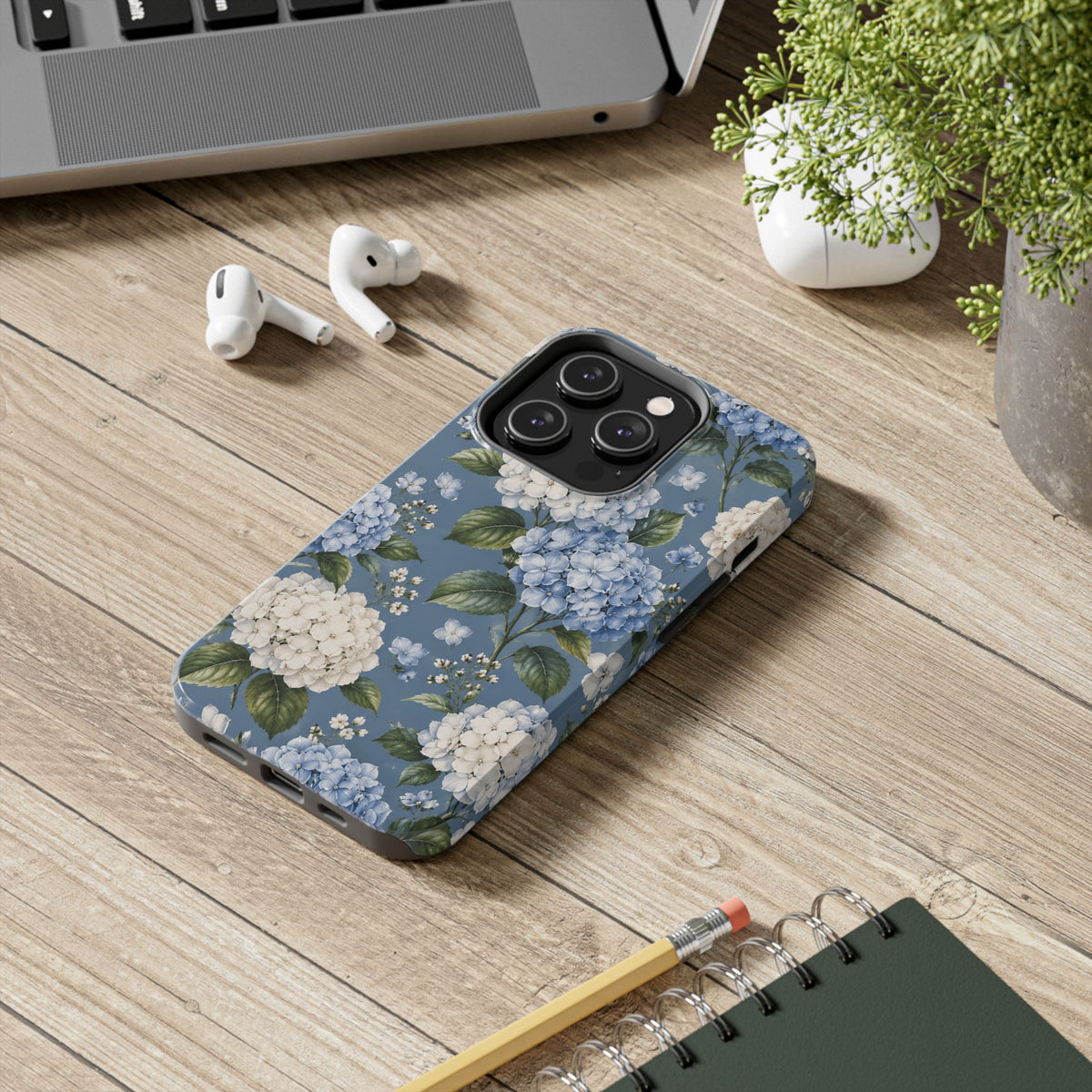 Hydrangea Blue Tough Phone Case — Floral Protective Phone Cover