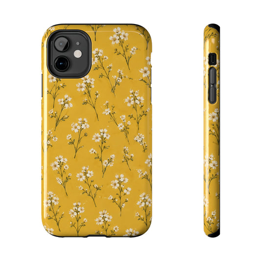 Mustard Floral Tough Phone Case — Daisy Sprig Protective Phone Case