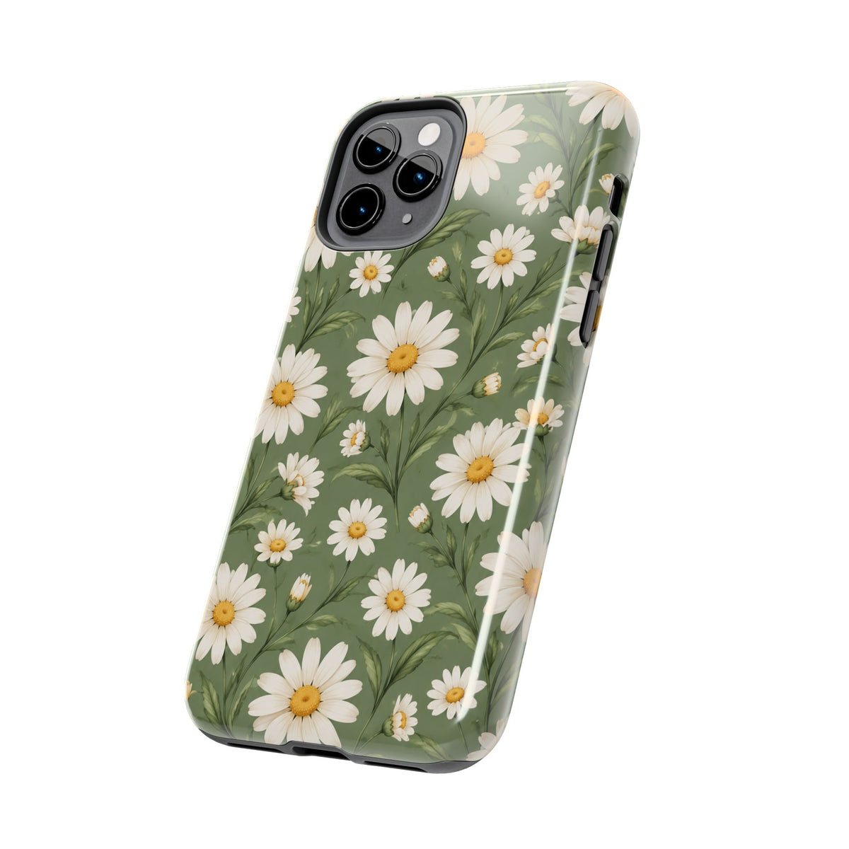 Daisy Pattern Tough Phone Case — Protective Floral iPhone Case