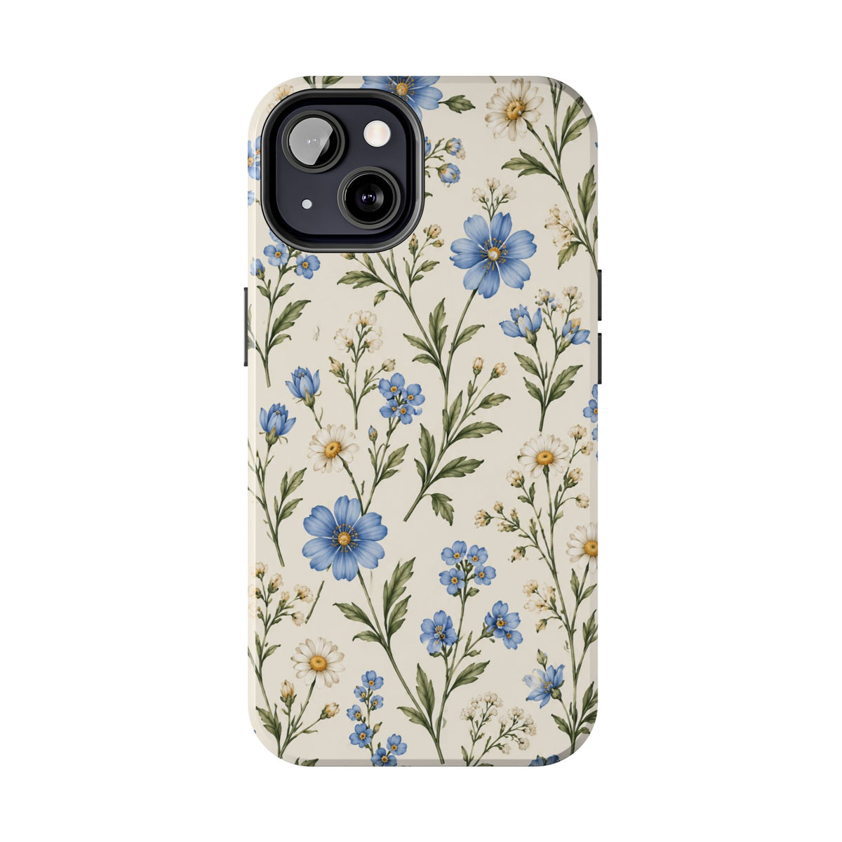 Blue Wildflower Tough Phone Case — Floral Protective Phone Cover
