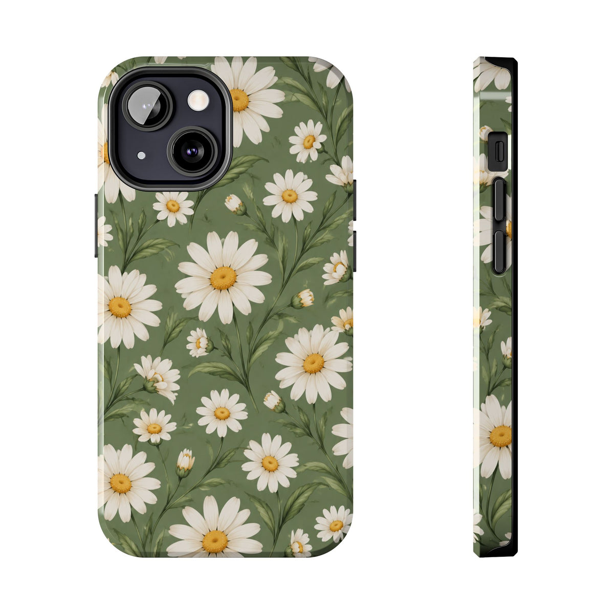 Daisy Pattern Tough Phone Case — Protective Floral iPhone Case