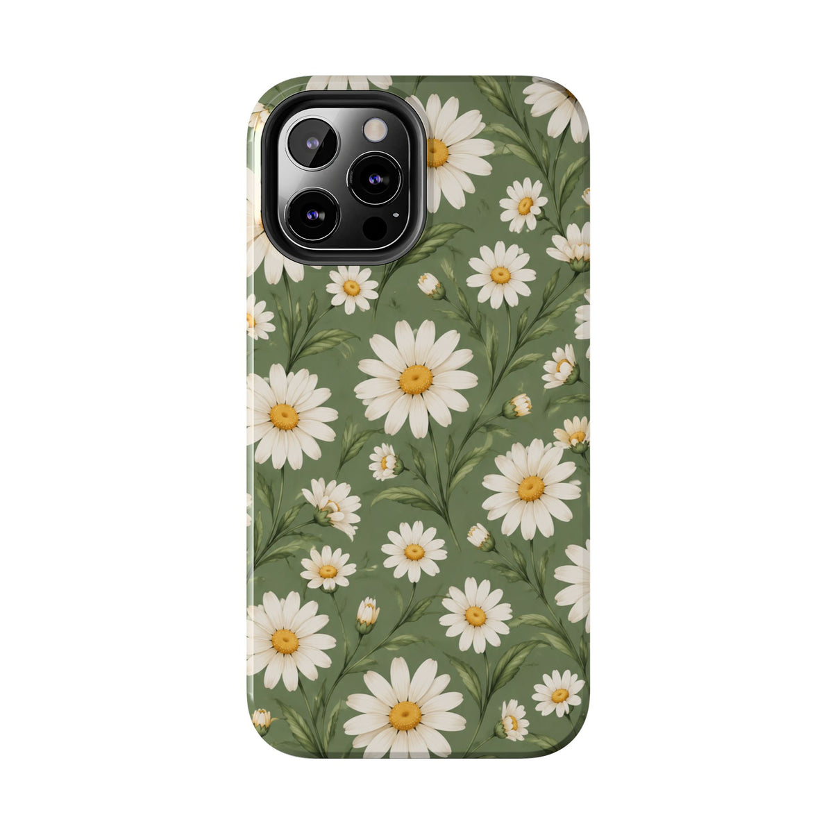 Daisy Pattern Tough Phone Case — Protective Floral iPhone Case