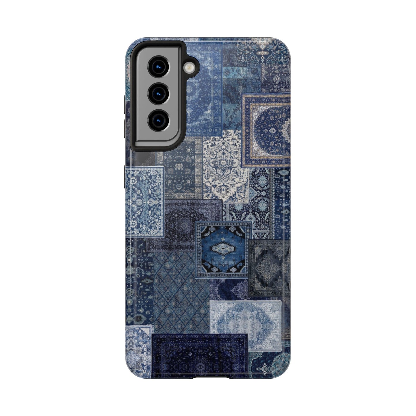 Vintage Rug Pattern Phone Cases, Tough Cases for iPhone, Stylish Smartphone Cover, Unique Gifts for Him/Her, Blue Design
