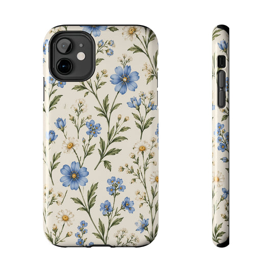 Blue Wildflower Tough Phone Case — Floral Protective Phone Cover