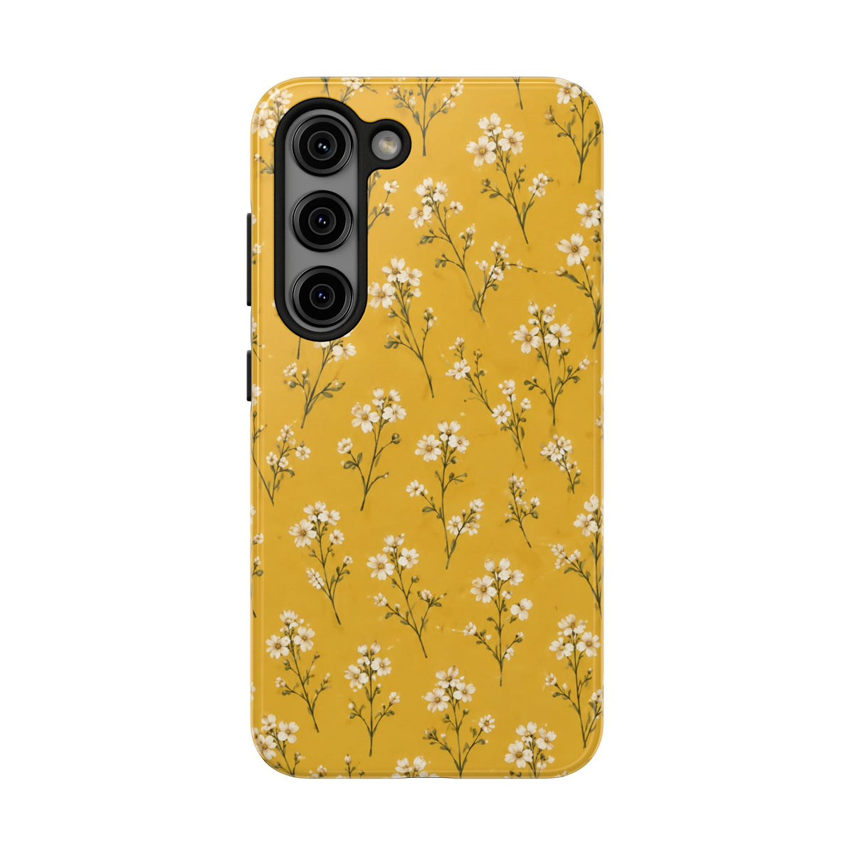 Mustard Floral Tough Phone Case — Daisy Sprig Protective Phone Case