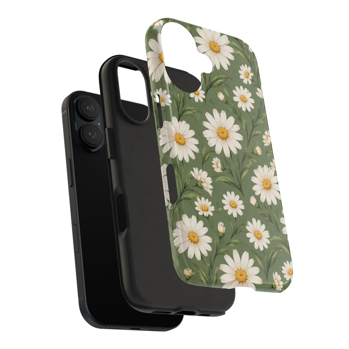 Daisy Pattern Tough Phone Case — Protective Floral iPhone Case