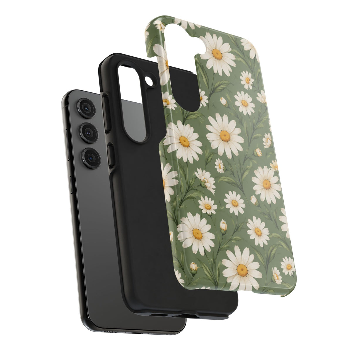 Daisy Pattern Tough Phone Case — Protective Floral iPhone Case