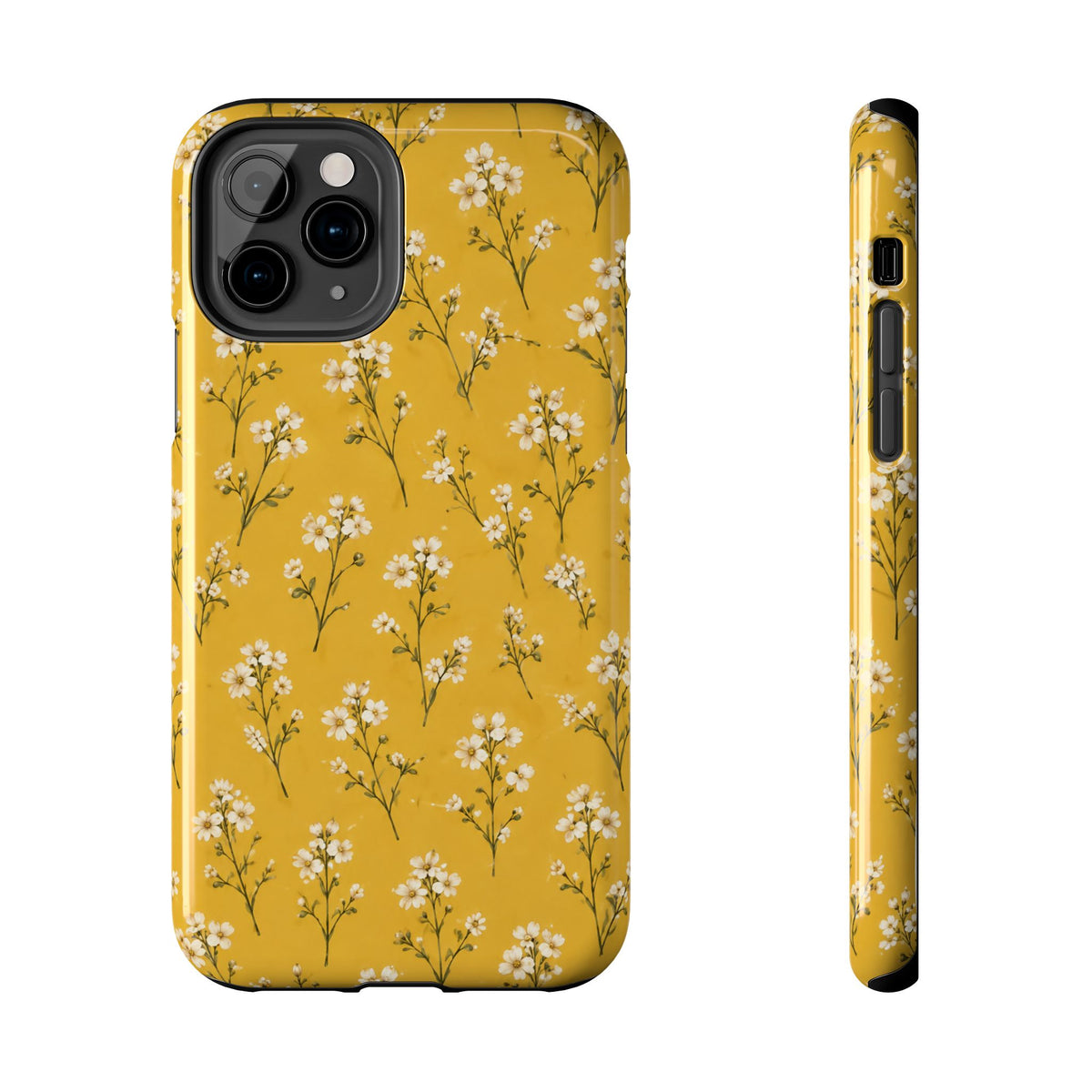 Mustard Floral Tough Phone Case — Daisy Sprig Protective Phone Case