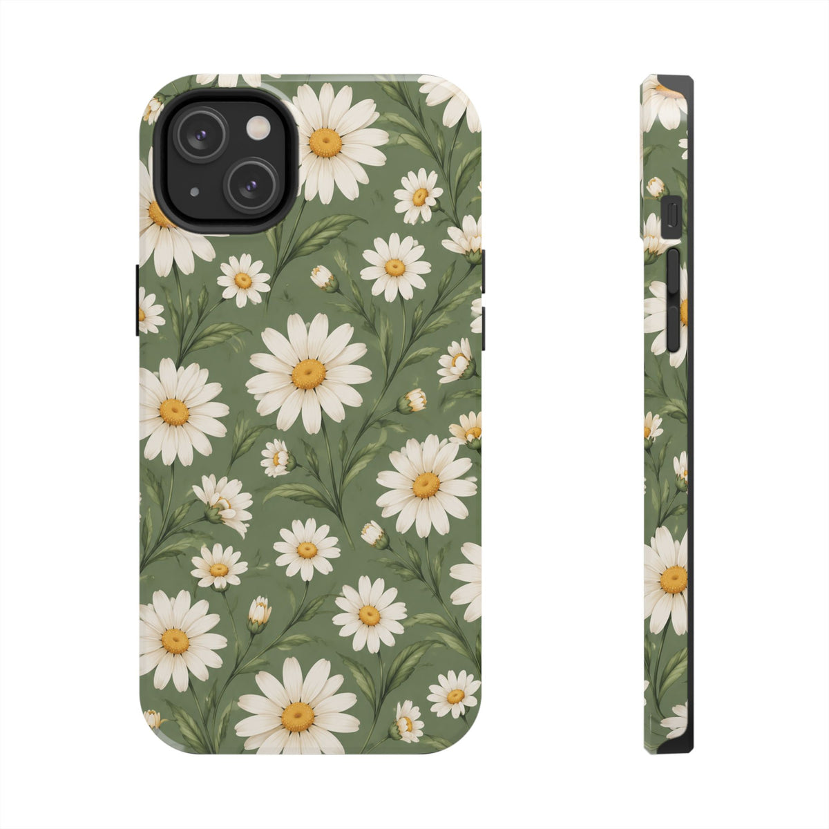 Daisy Pattern Tough Phone Case — Protective Floral iPhone Case