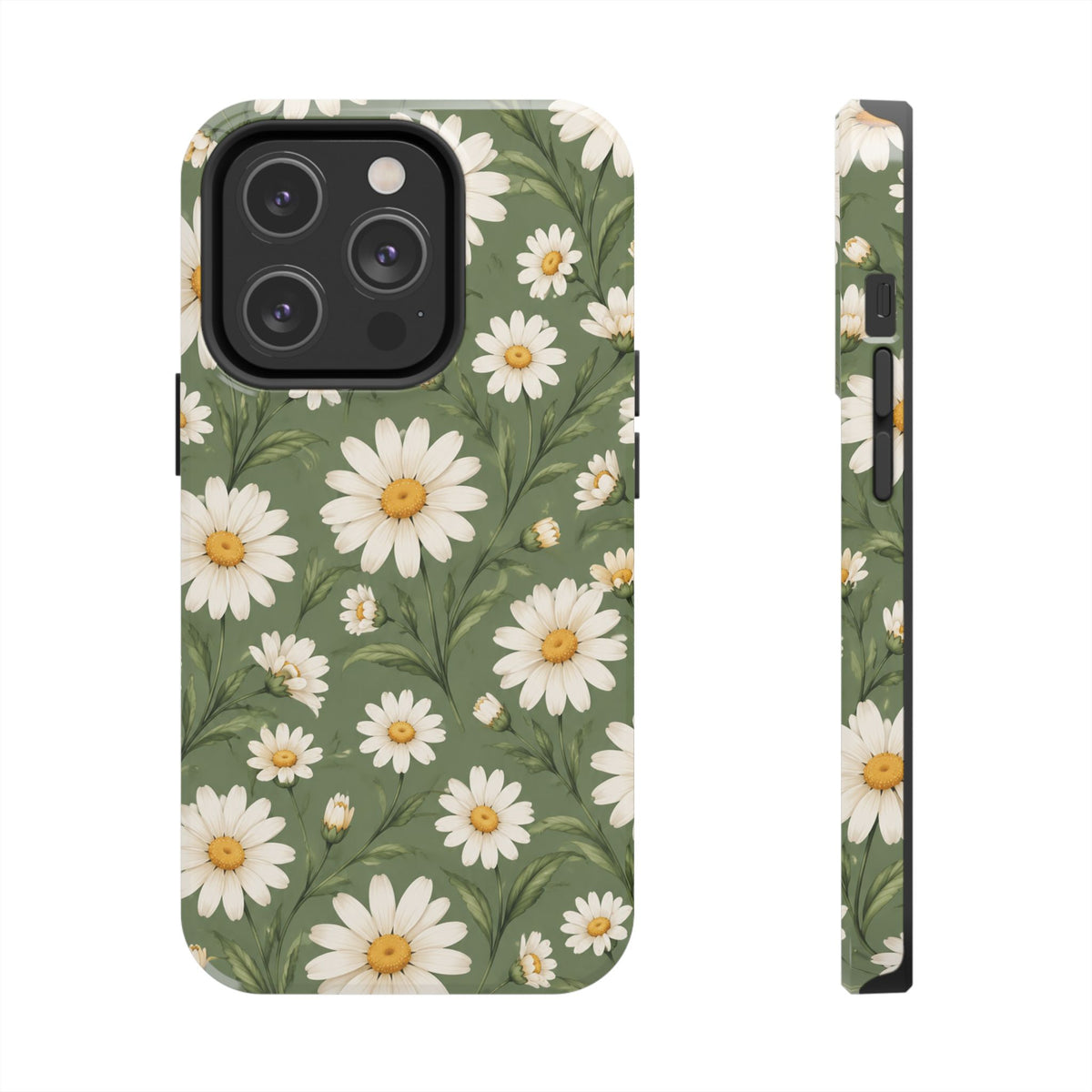 Daisy Pattern Tough Phone Case — Protective Floral iPhone Case