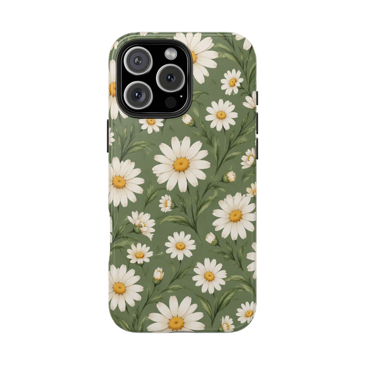Daisy Pattern Tough Phone Case — Protective Floral iPhone Case