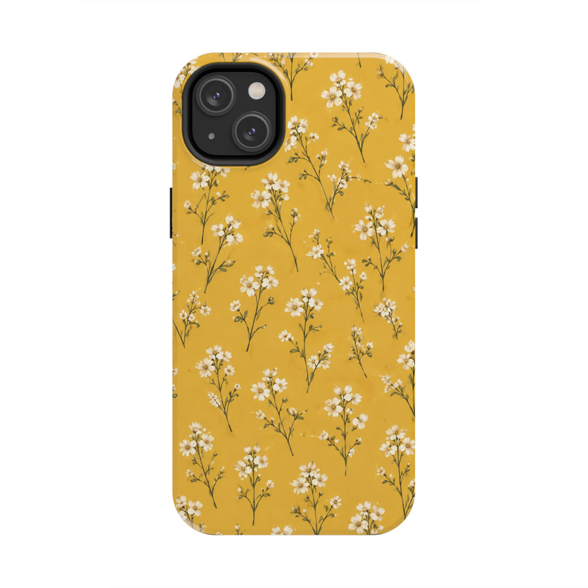 Mustard Floral Tough Phone Case — Daisy Sprig Protective Phone Case
