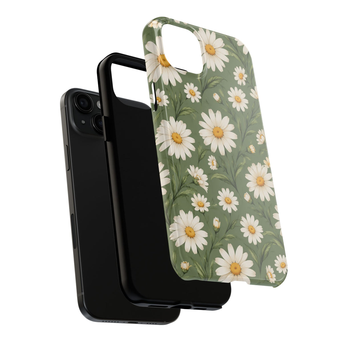 Daisy Pattern Tough Phone Case — Protective Floral iPhone Case