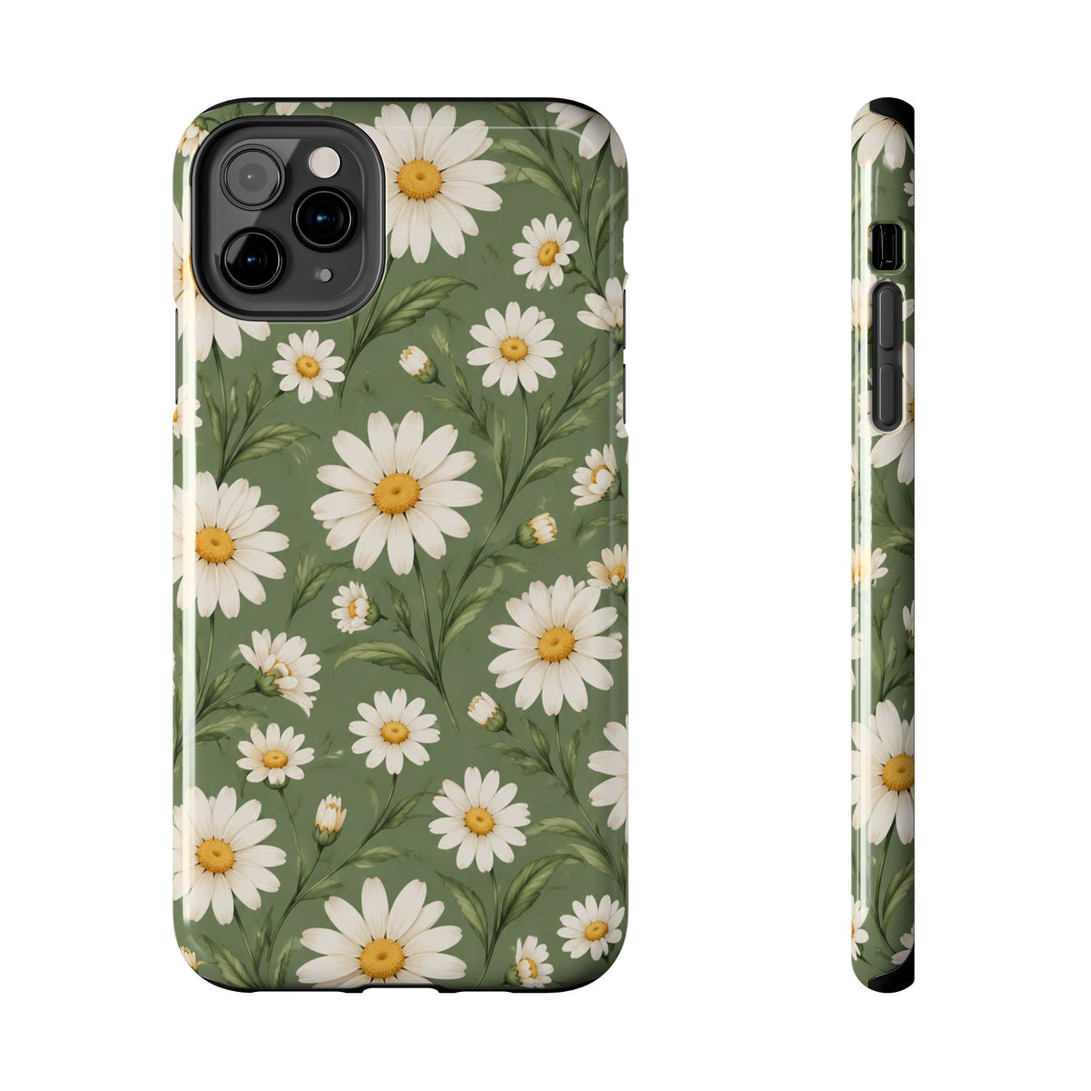 Daisy Pattern Tough Phone Case — Protective Floral iPhone Case