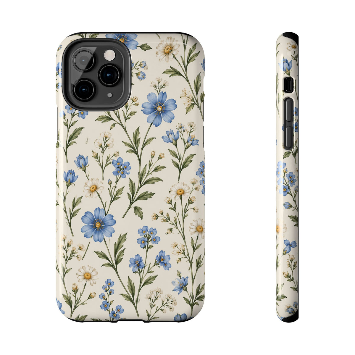 Blue Wildflower Tough Phone Case — Floral Protective Phone Cover