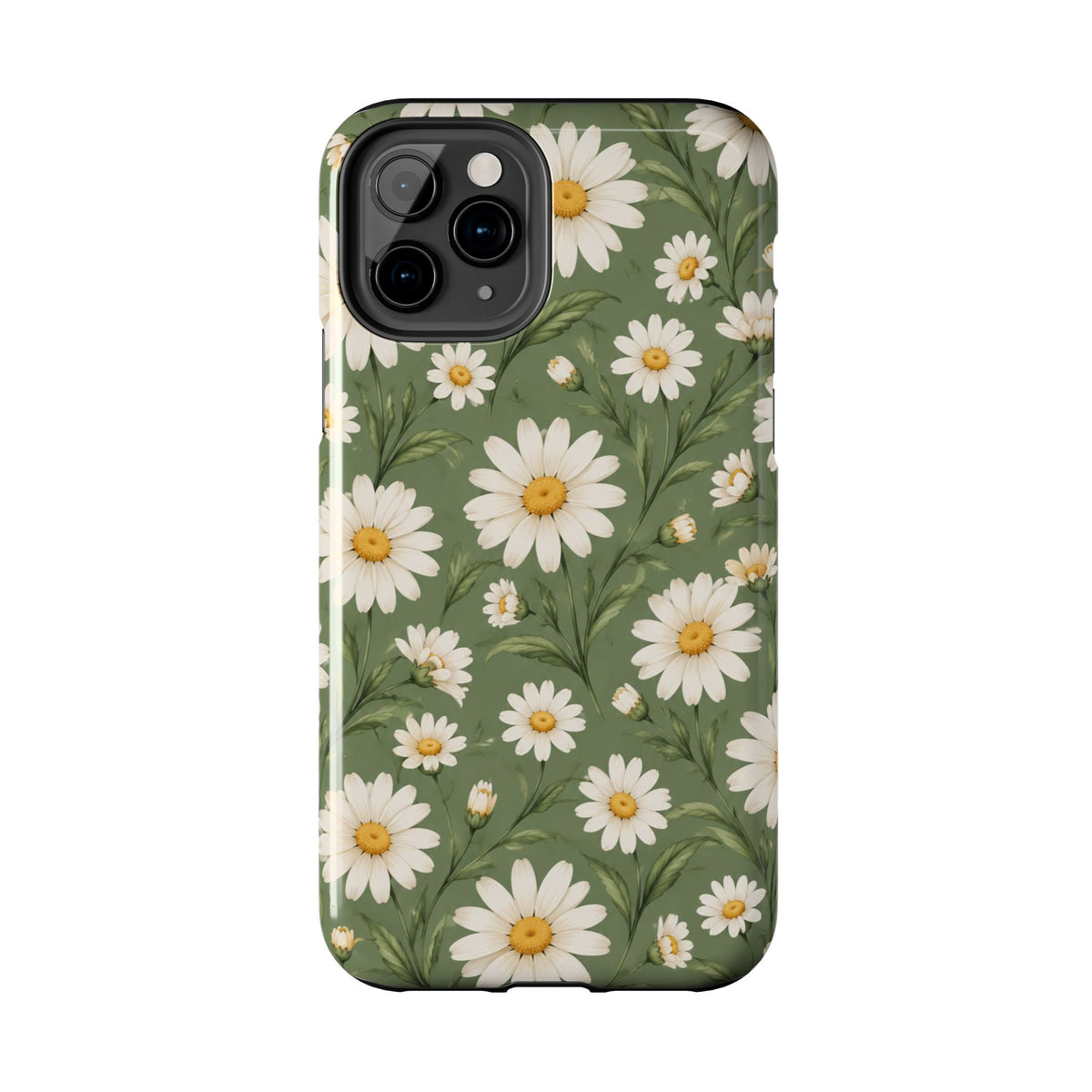 Daisy Pattern Tough Phone Case — Protective Floral iPhone Case