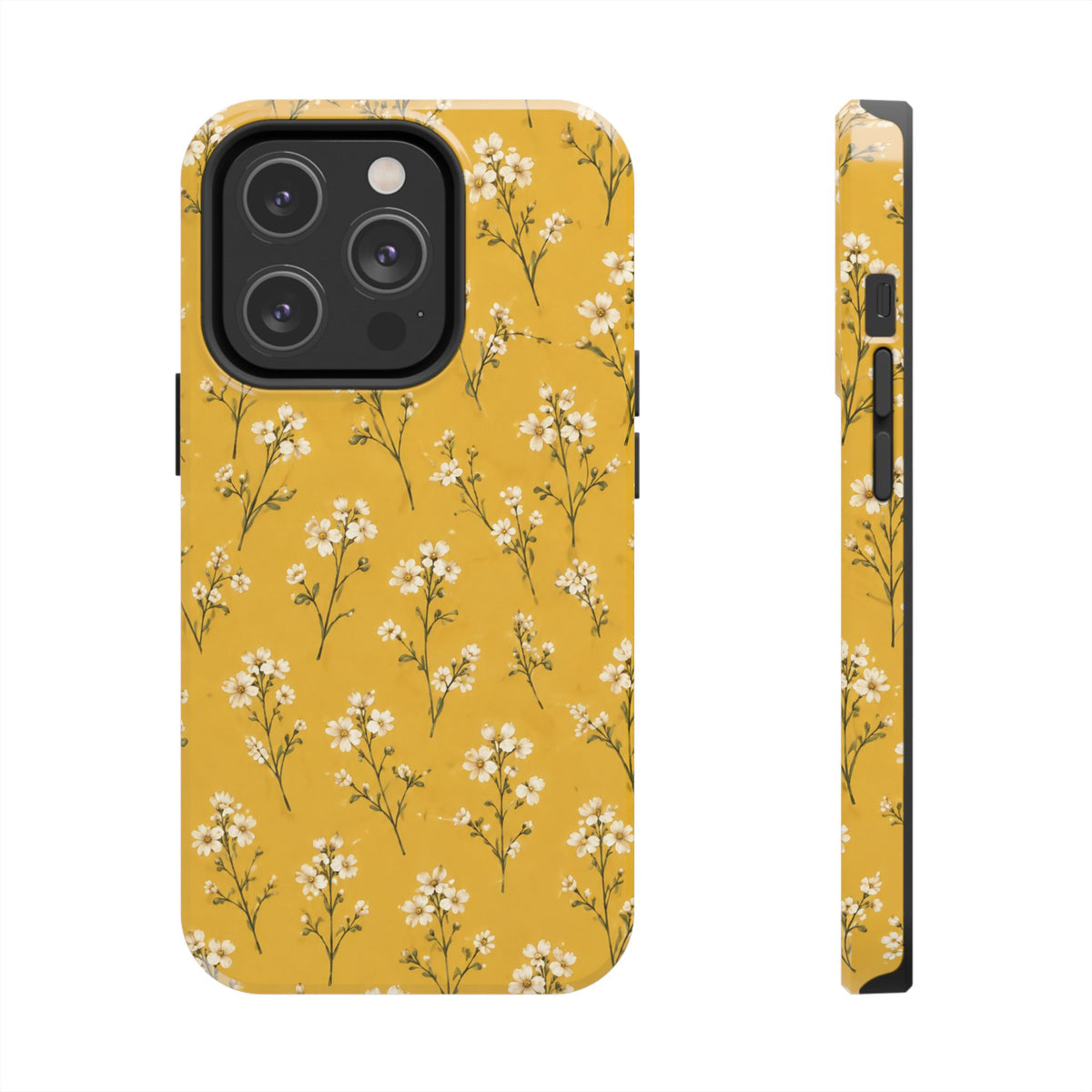 Mustard Floral Tough Phone Case — Daisy Sprig Protective Phone Case