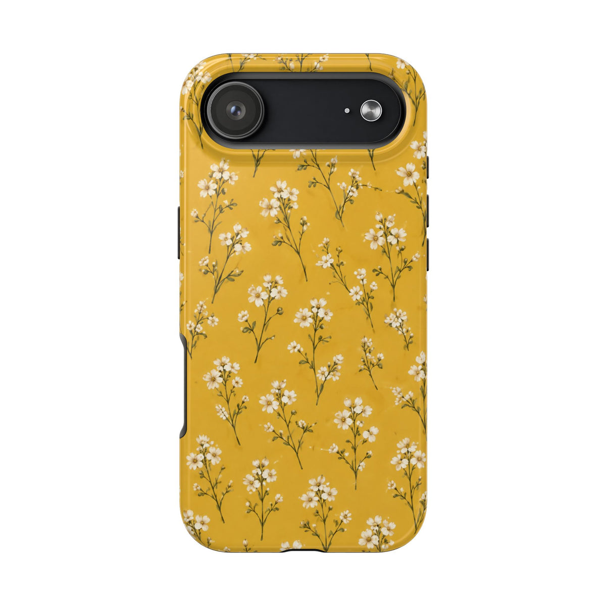 Mustard Floral Tough Phone Case — Daisy Sprig Protective Phone Case