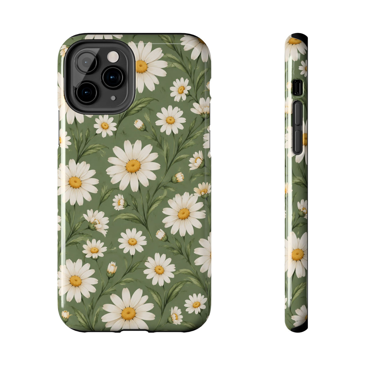 Daisy Pattern Tough Phone Case — Protective Floral iPhone Case