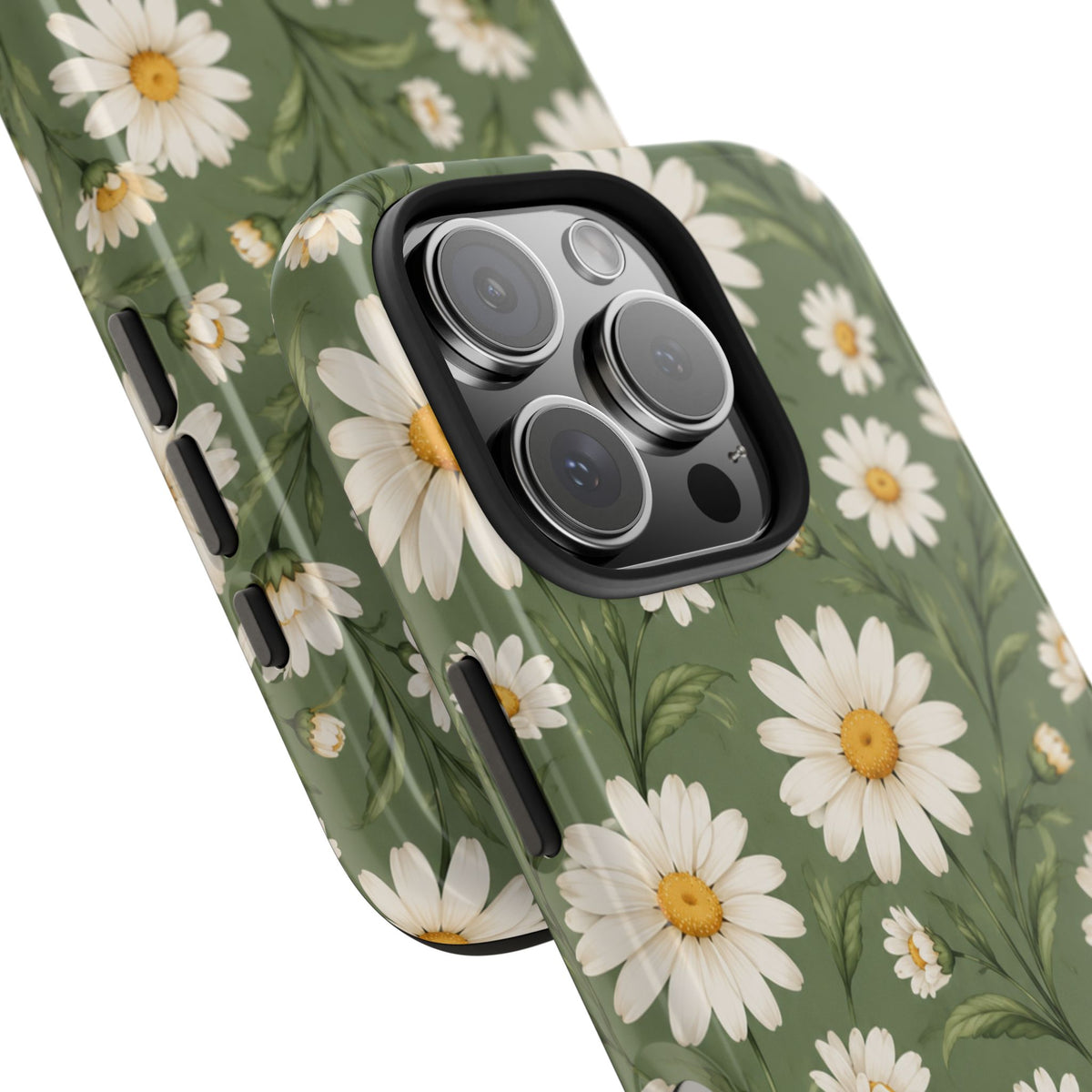 Daisy Pattern Tough Phone Case — Protective Floral iPhone Case