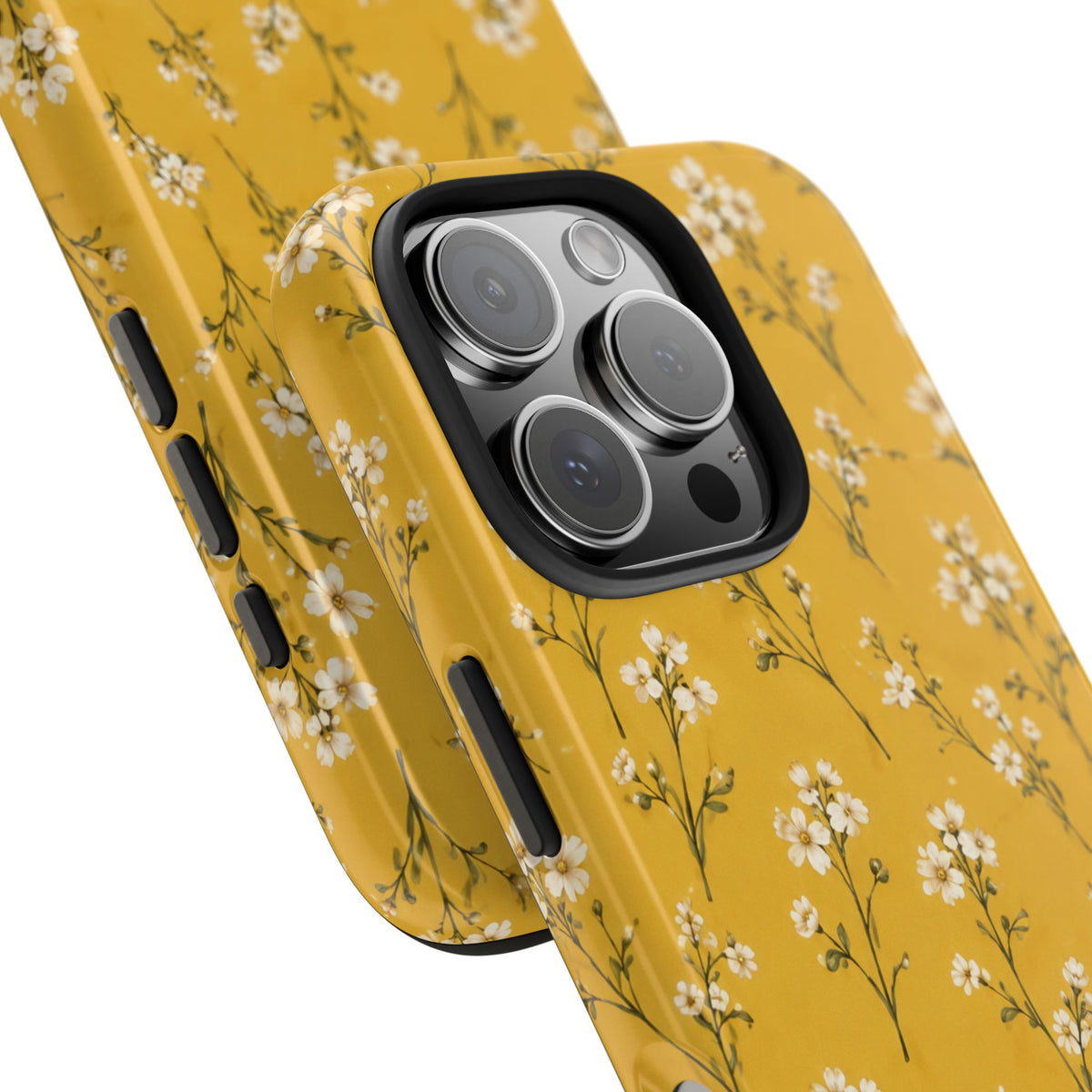 Mustard Floral Tough Phone Case — Daisy Sprig Protective Phone Case
